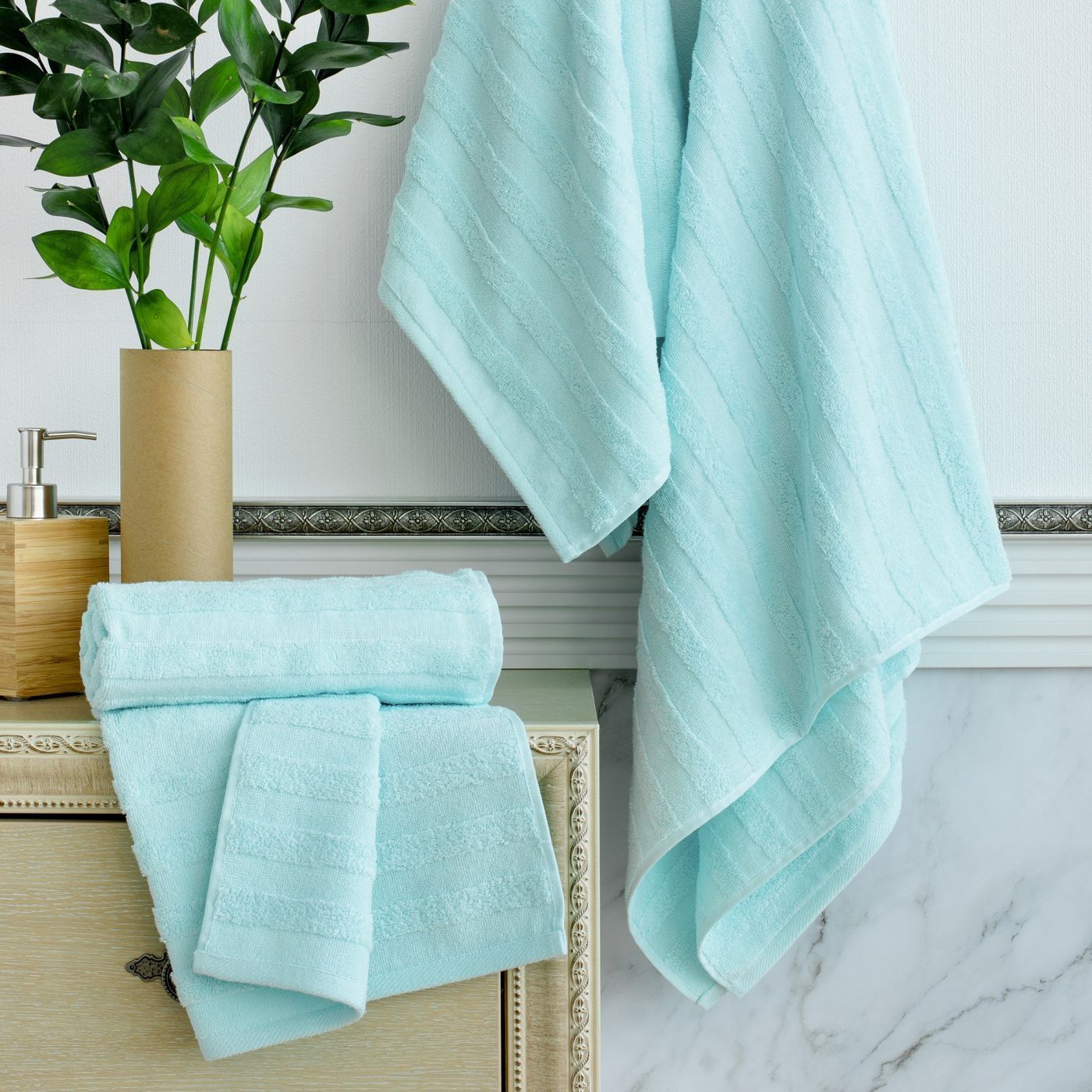 Набор Полотенец махровых Stripe Нежно-голубой